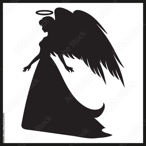 A black silhouette of an Angel vector