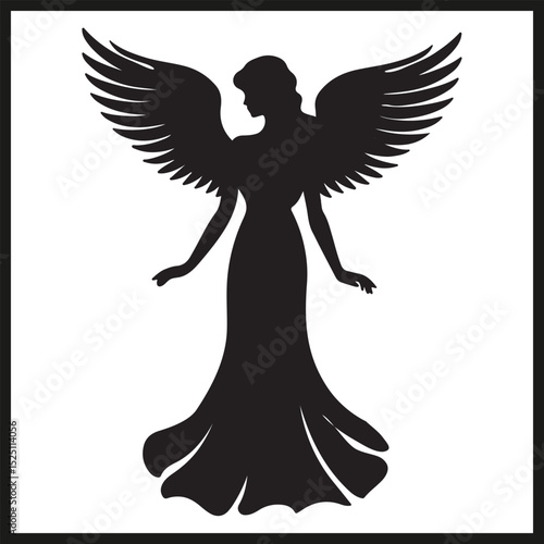 A black silhouette of an Angel vector
