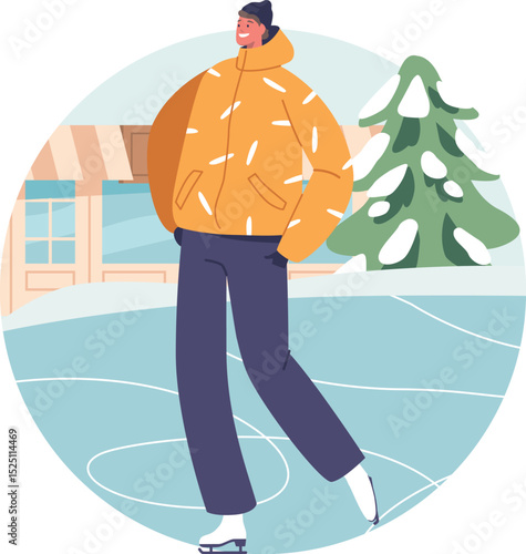 Young man on city rink