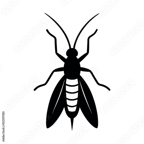 Trichogramma Wasp Insect Silhouette Vector Illustration