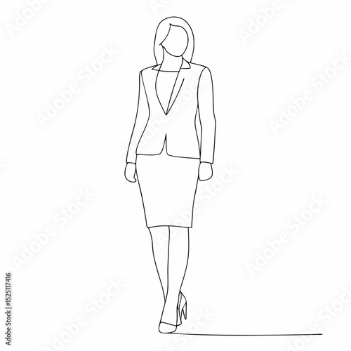 Hand drawn business woman drawing illustration minimalist line drawing on white background