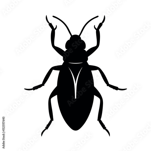 Whirligig Beetle Insect Silhouette Vector Illustration