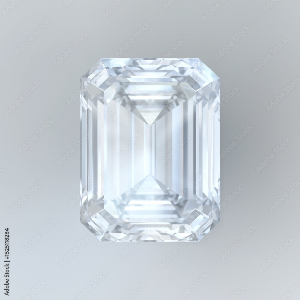 Luxury diamond emerald cut top view Luxury diamond emerald cut top view