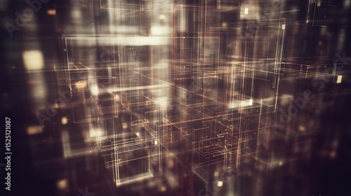 Wallpaper Mural Abstract interconnected network in golden light Torontodigital.ca