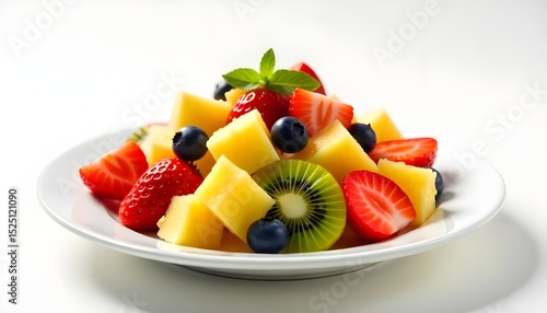 vibrant fresh fruit salad on a clean minimal background
