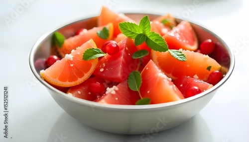 vibrant fresh fruit salad on a clean minimal background
