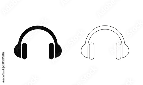 Headphone icons in black and outline style