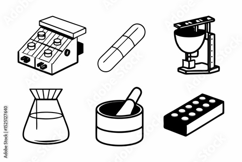 Pharmacy icons set isolated transparent background