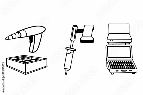 Professional cutout illustrations of tools and equipment