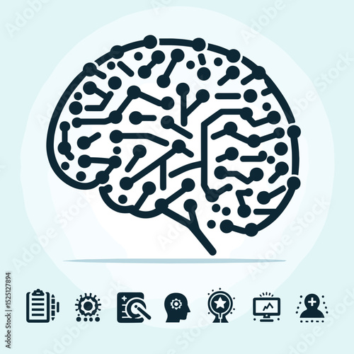 Stylized illustration of a brain with neural connections, symbolizing intelligence and technology