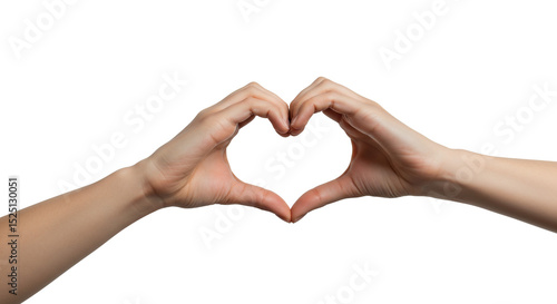 Hands forming heart shape symbol of love and care gesture of affection and kindness on black background on a transparent background
