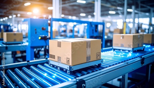 Cardboard boxes on conveyor belt. (1)