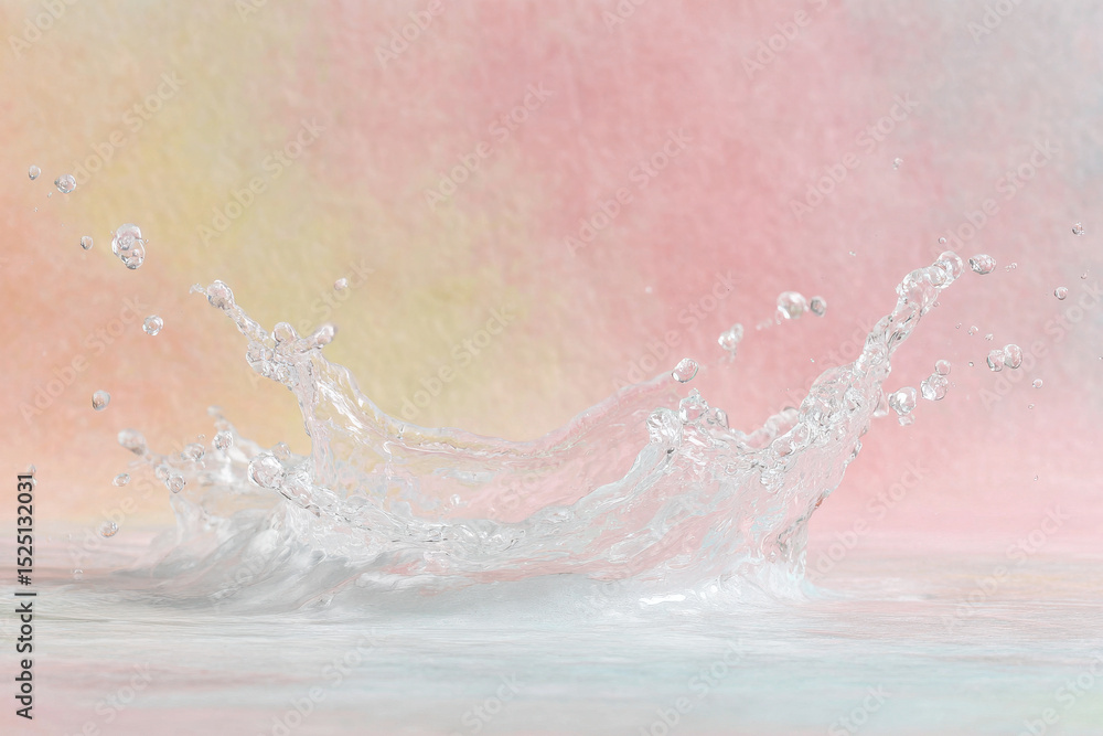 Fototapeta premium bright splashes of water against colorful background creating dynamic and refreshing atmosphere