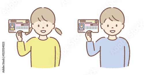 マイナンバーカードを提示する子供