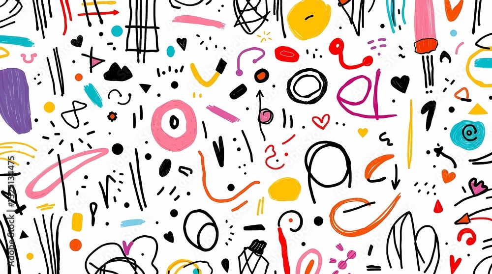 Abstract Colorful Doodle Pattern Vibrant Hand-Drawn Background Abstract Colorful Doodle Pattern Vibrant Hand-Drawn Background