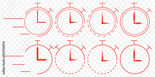 Timer icons. Countdown timer symbol. Timer. Stopwatch. Modern icon set in a flat design. Vector illustration isolated on Transparent Background. EPS 10.