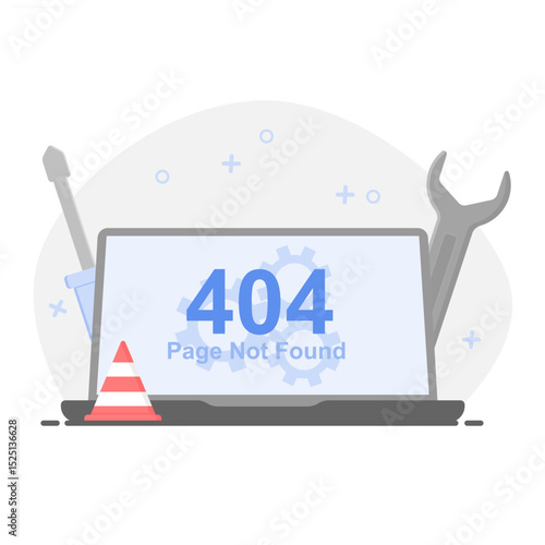 Illustration of 404 Redirect, Website page redirection, or maintenance. Server repair. 404 error concept.