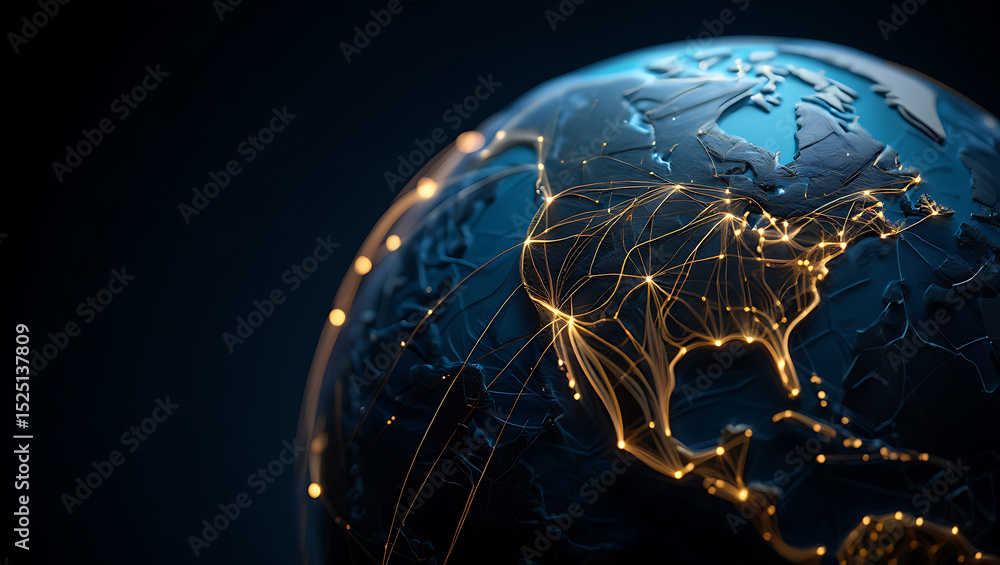 Fototapeta premium Globe with Connections and Networks on Earth