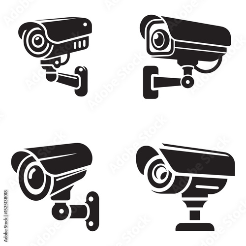 set collection CCTV camera.  security camera icon flat style. 