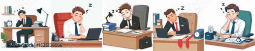 male secretary vector sleeping on desk