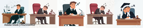 vector judge sleeping on desk