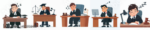 vector judge sleeping on desk