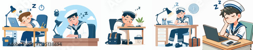 sailor vector sleeping on desk