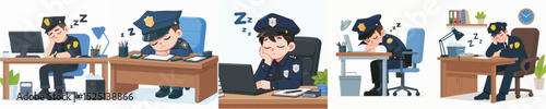 police vector sleeping on desk