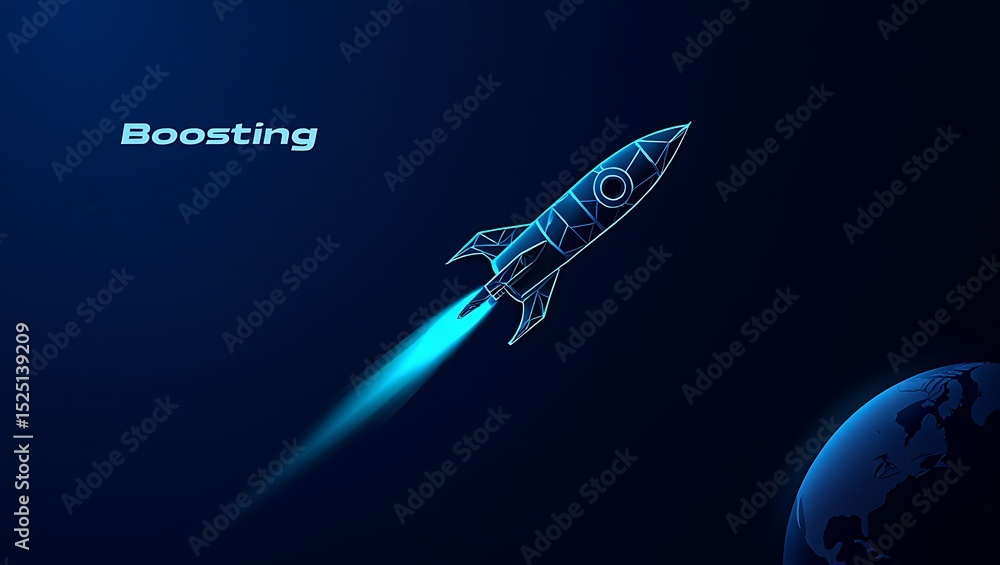 Fototapeta premium Boosting Innovation Rocket Launch, Space Exploration, Technological Advancement, Future, Progress, and Global Expansion