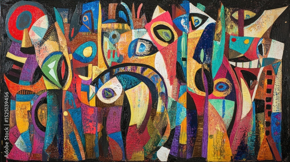 Fototapeta premium Abstract Colorful Composition: A Symphony of Shapes and Hues