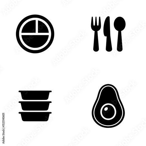 Balanced Eating & Meal Prep Nutrition Vector Icons