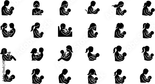 Breastfeeding editable stroke outline icon isolated on white background vector illustration. Pixel perfect. 64 x 64.
