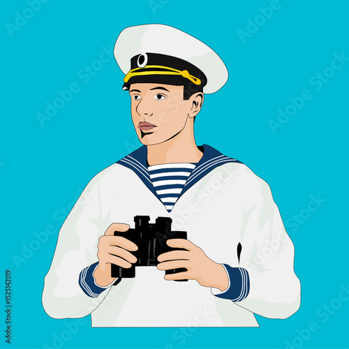 the captain of the ship looks into the distance