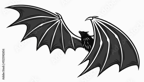 pairs of black devil wings isolate with clipping path on white background
