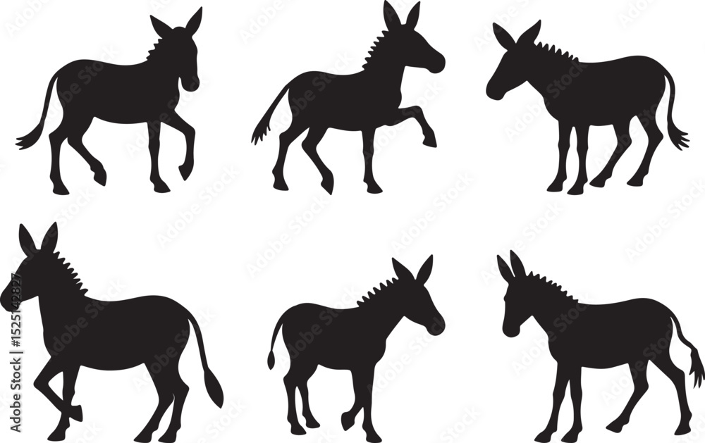Fototapeta premium mule silhouette, mule vector art, farm animal clipart, work animal outline, mule profile graphic, domesticated animal shape, mule walking icon, side view mule, mountain mule image,
