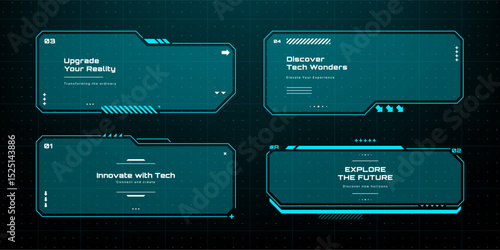 Futuristic hud screen with data displaying innovative technology concepts. Cyberpunk ui display for virtual reality and gaming interface design. Vector graphics. 