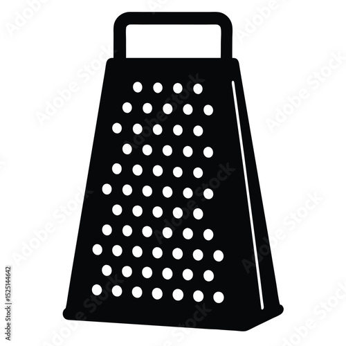 Black and White Illustration of a Grater Kitchen Tool, Culinary Equipment Icon