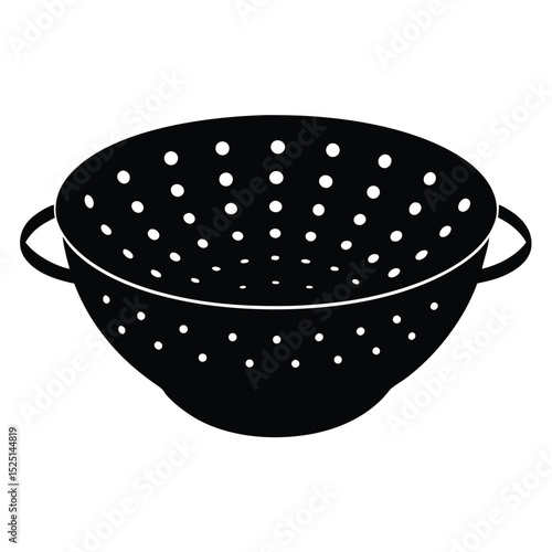 Black Colander with Handles and Circular Holes Kitchen Utensil for Rinsing