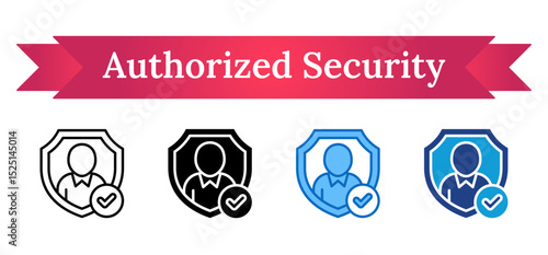 Authorized Security Multi Style - Shielded profile with checkmark, representing authorized safety personnel or verified officer credentials