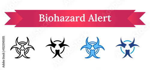 Biohazard Alert Multi Style - Symbol representing biological hazards, used in healthcare or laboratory safety protocols