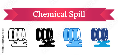 Chemical Spill Multi Style - Leaking barrel symbolizing hazardous material spill and the need for safety containment