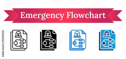 Emergency Flowchart Multi Style - A safety flowchart document with emergency light icon indicating response procedures or evacuation planning