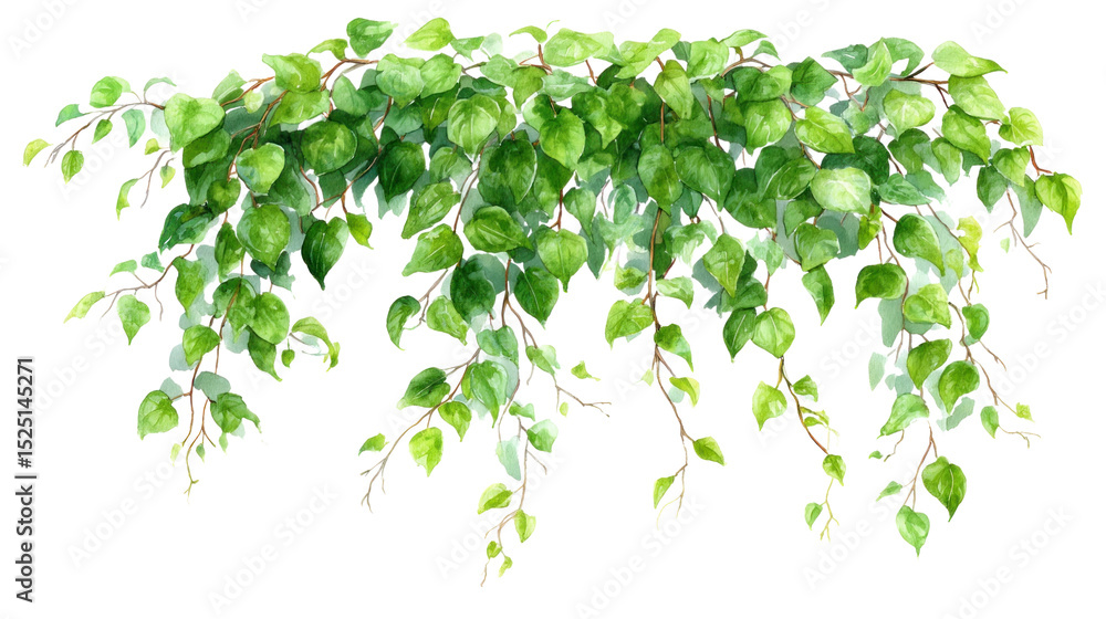 Hanging Vines: Verdant foliage cascades down in this watercolor illustration, perfect for adding a natural touch to any design project. Hanging Vines: Verdant foliage cascades down in this watercolor illustration, perfect for adding a natural touch to any design project.