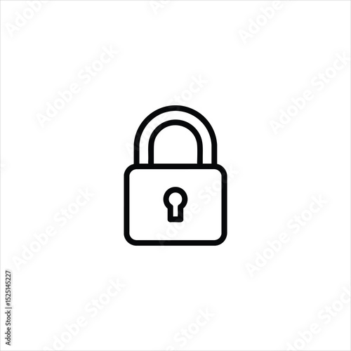 Closed Padlock Security Line Icon Vector