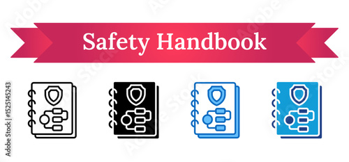 Safety Handbook Multi Style - Spiral handbook with flowchart and shield, symbolizing organized safety protocols and training modules
