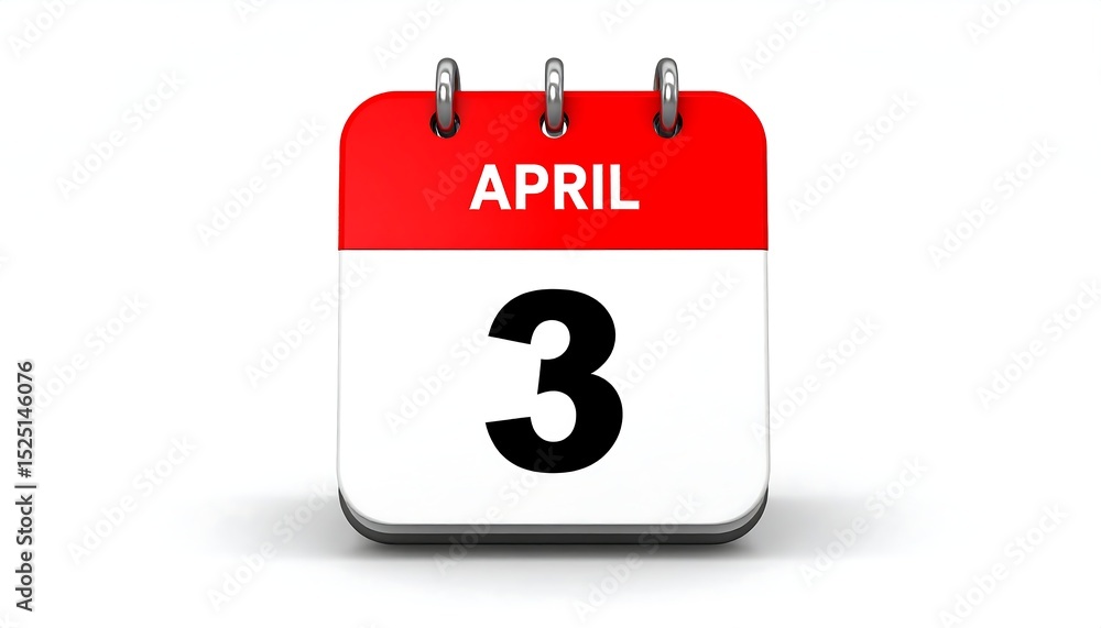 April 3rd Calendar Icon.