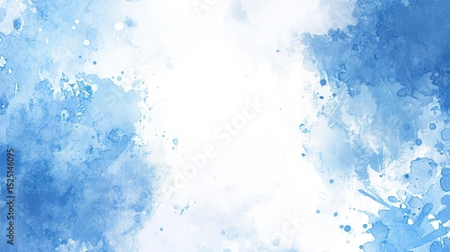 Abstract blue watercolor background with splashes and dots with a central blank area for text or logo. Vector illustration with transparent background, perfect for design layouts with free space.