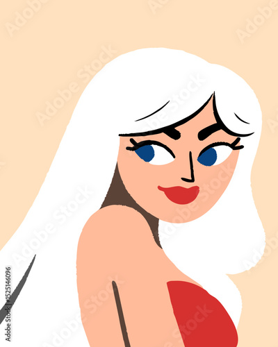 Glamorous Woman Illustration with White Hair