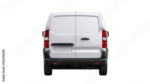 White Cargo Van: A rear view of a pristine white cargo van, isolated for versatile use in commercial and transport projects.