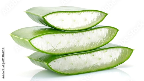 Wallpaper Mural Three Slices Of Aloe Vera Stacked Isolated On White Background, Organic Skincare, Spa Product Torontodigital.ca
